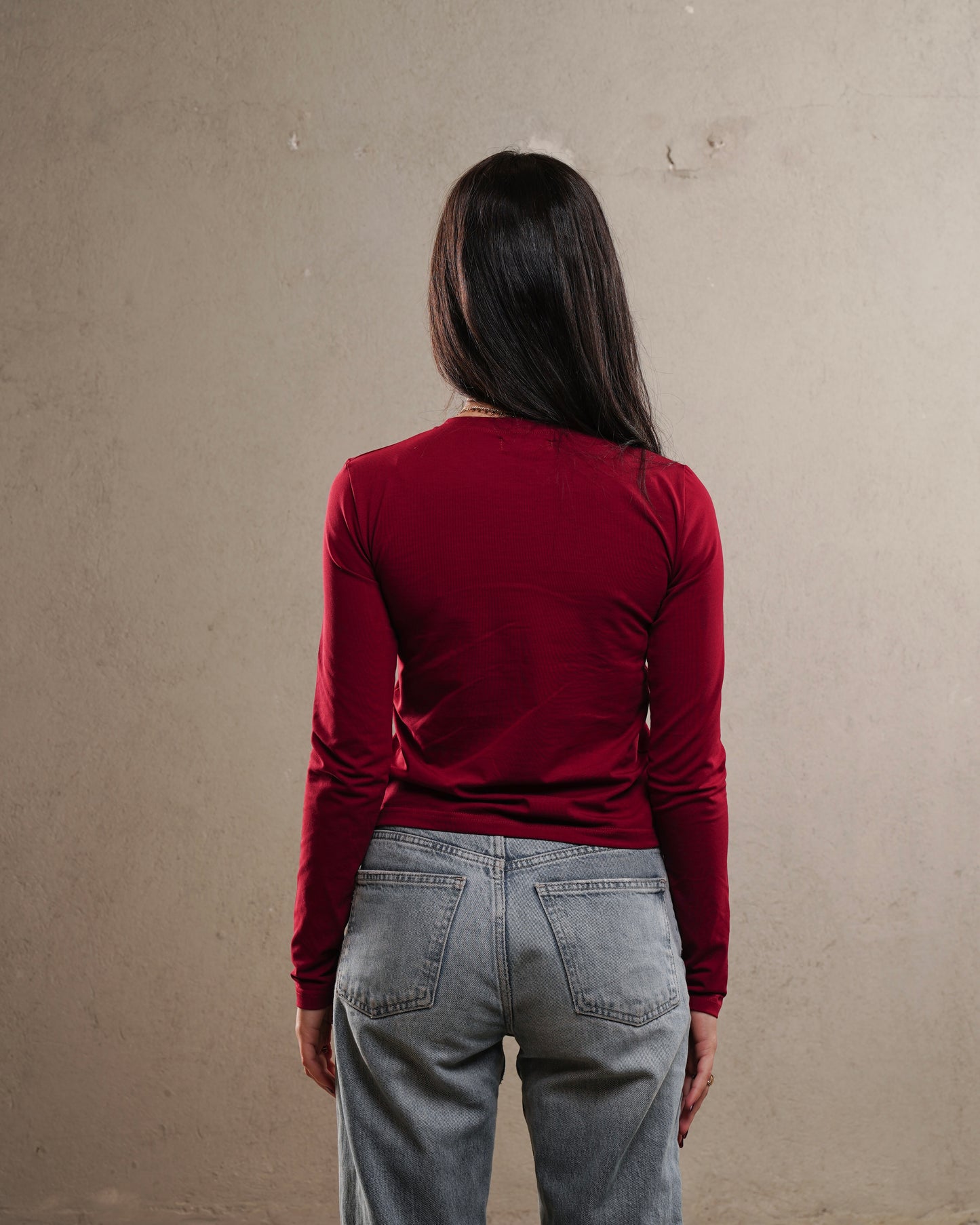 Long sleeve T-shirt in CRANBERRY