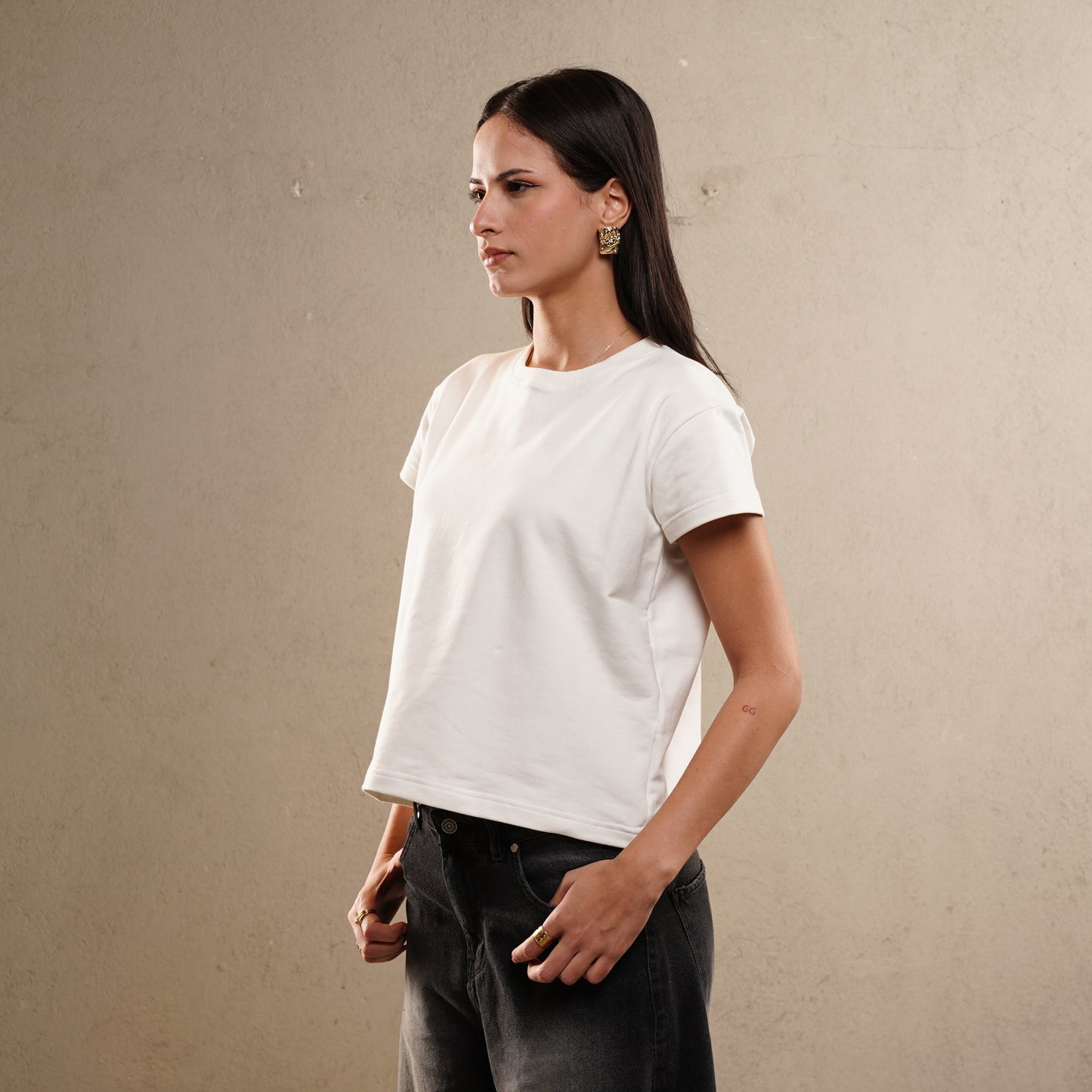 cotton jersey T-shirt in WHITE