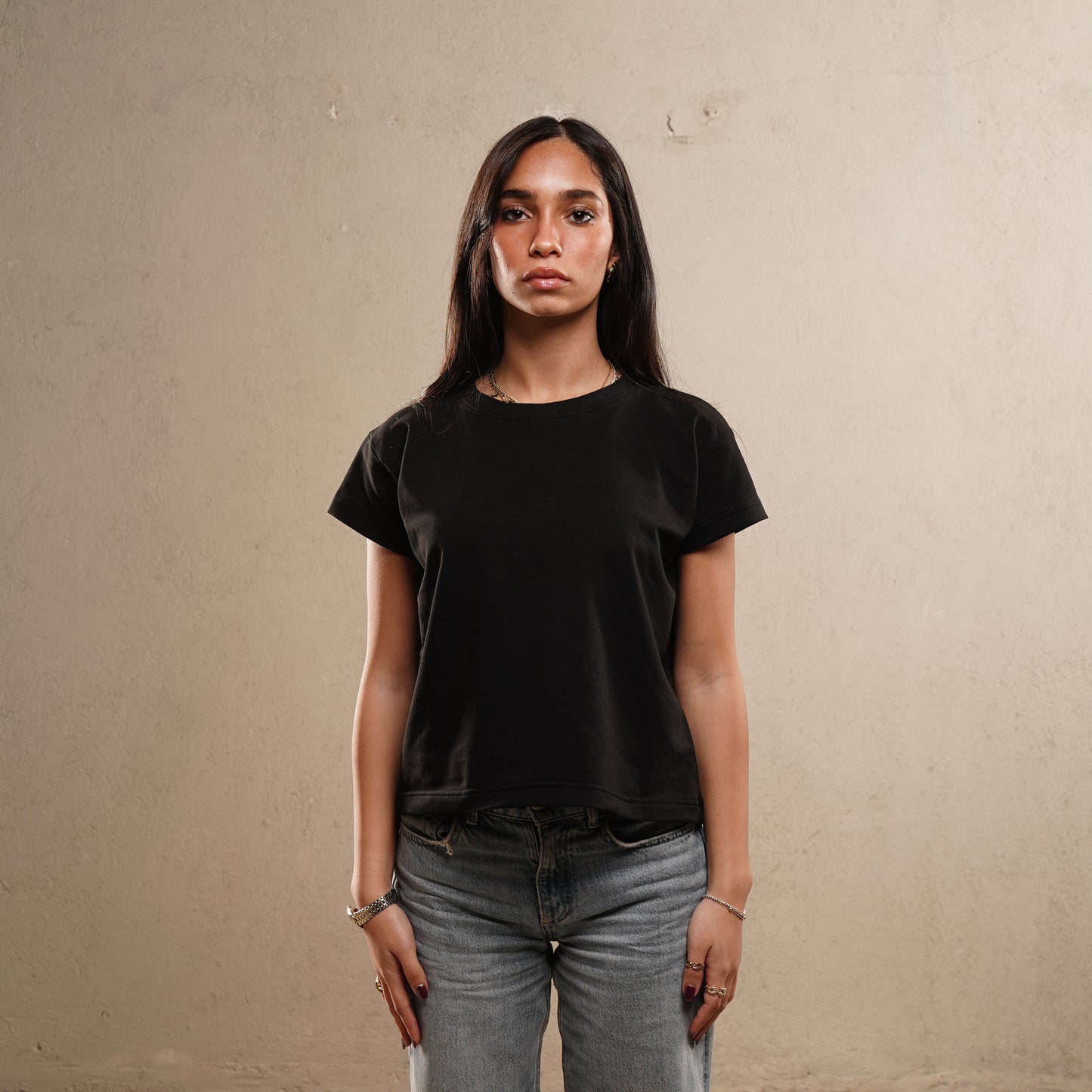 cotton jersey T-shirt in ONYX